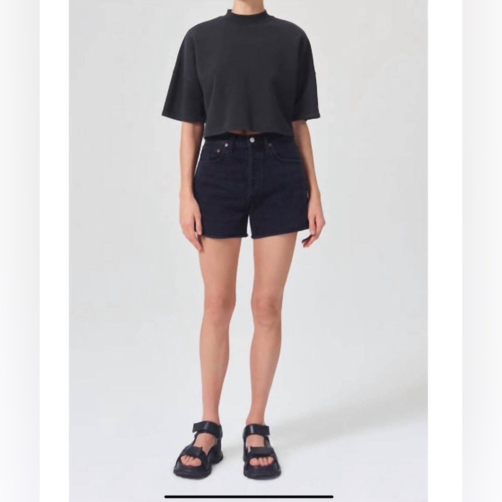 NEW AGOLDE dee high rise rolled hem short in slow burn